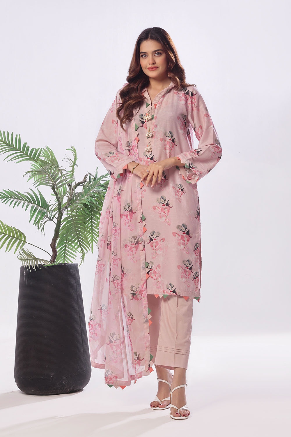 3 Piece Unstitched Printed Soya Silk Suit with Printed Chiffon Dupatta SY-52002
