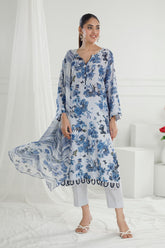 3 Piece Unstitched Printed Soya Silk Suit with Printed Chiffon Dupatta SY-52003