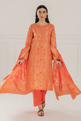 3 Piece Unstitched Gold and Lacquer Printed Lawn Suit CL-52358-B