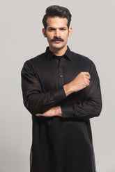 Black GUL RUBIA LAWN Unstitched Fabric