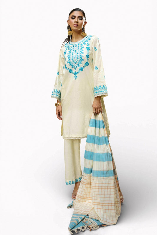 3PC Cambric Embroidered Suit IPSTD-77102