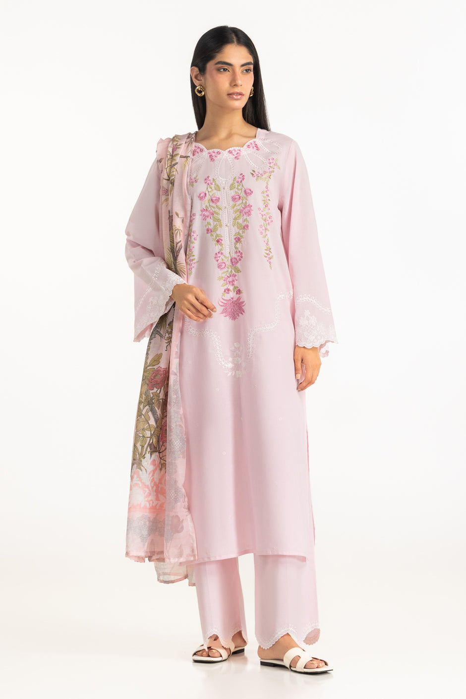 3PC Cambric Embroidered Suit IPSTD-77258