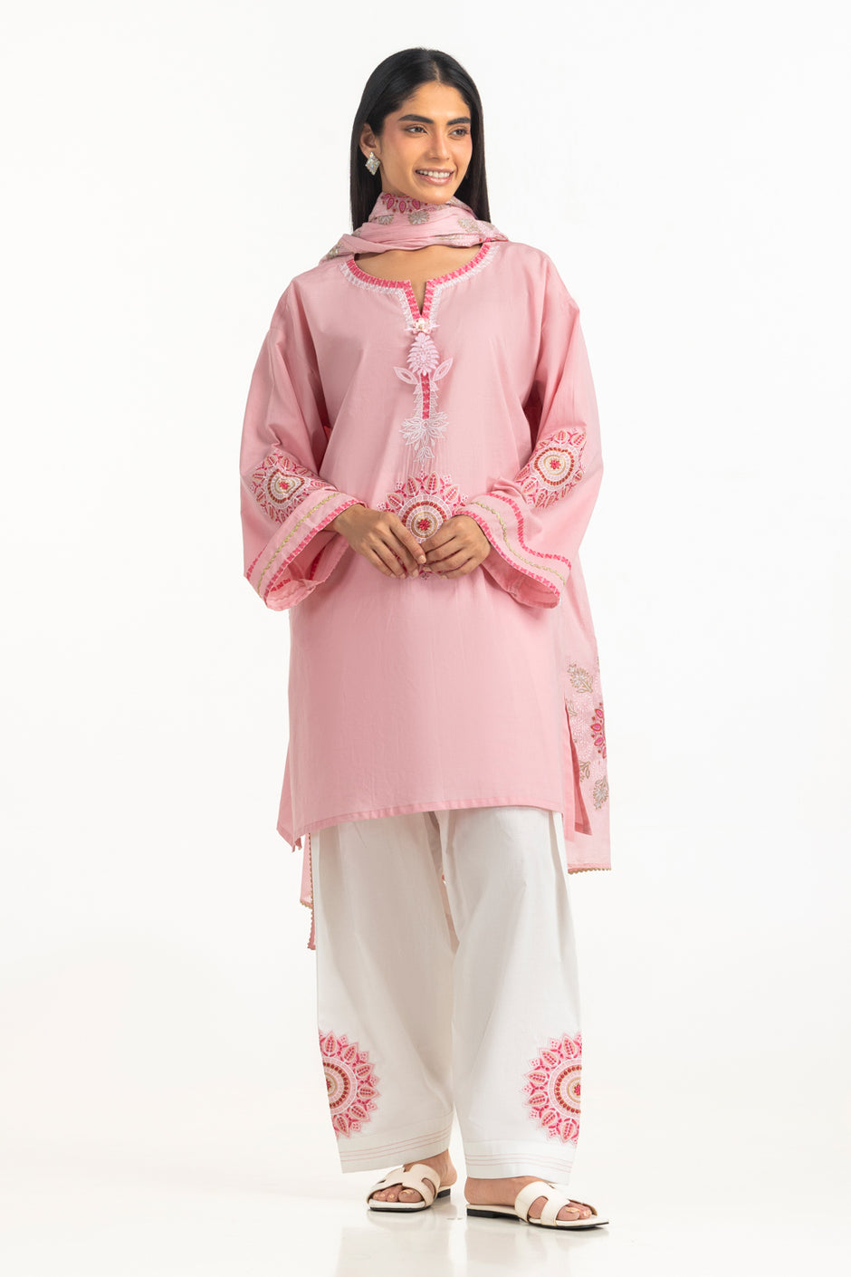 3PC Cambric Embroidered Suit