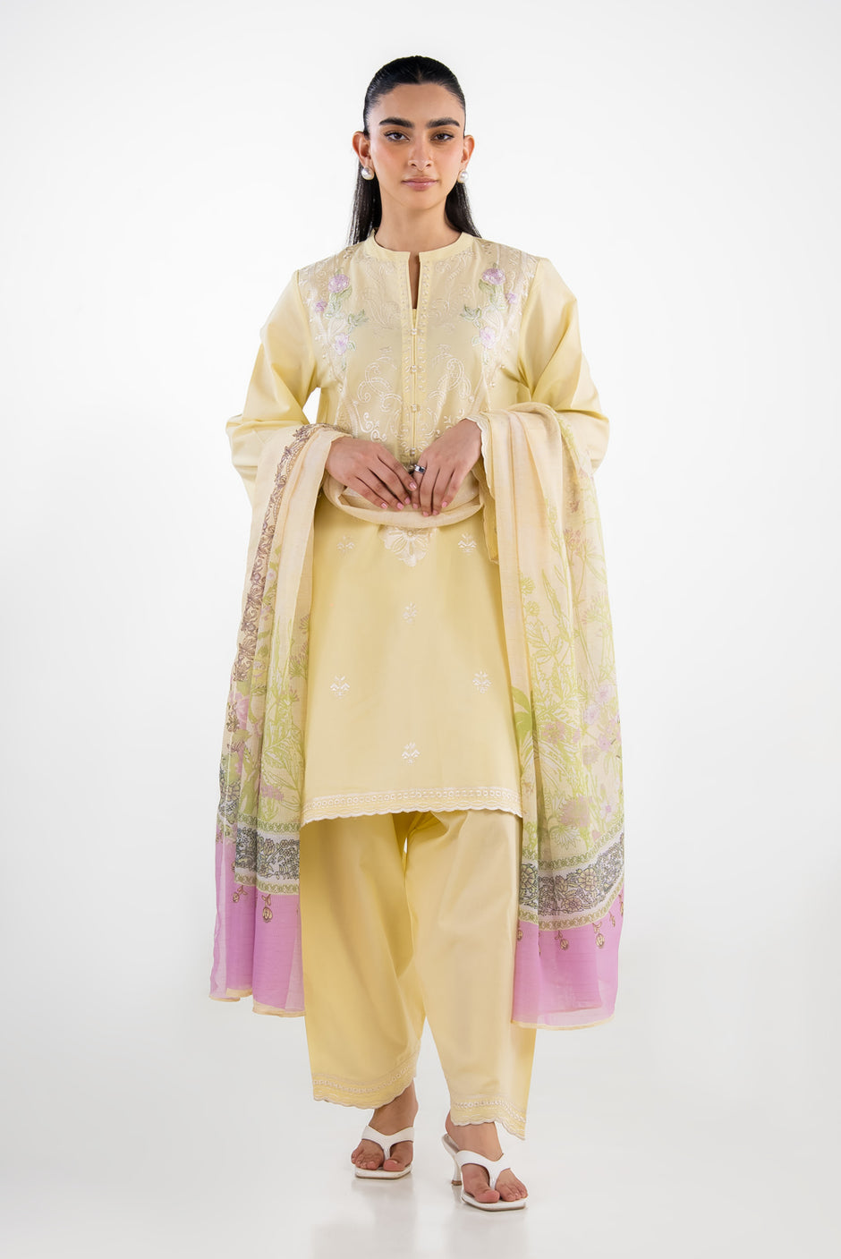 3PC Cambric Embroidered Suit IPSTD-77536