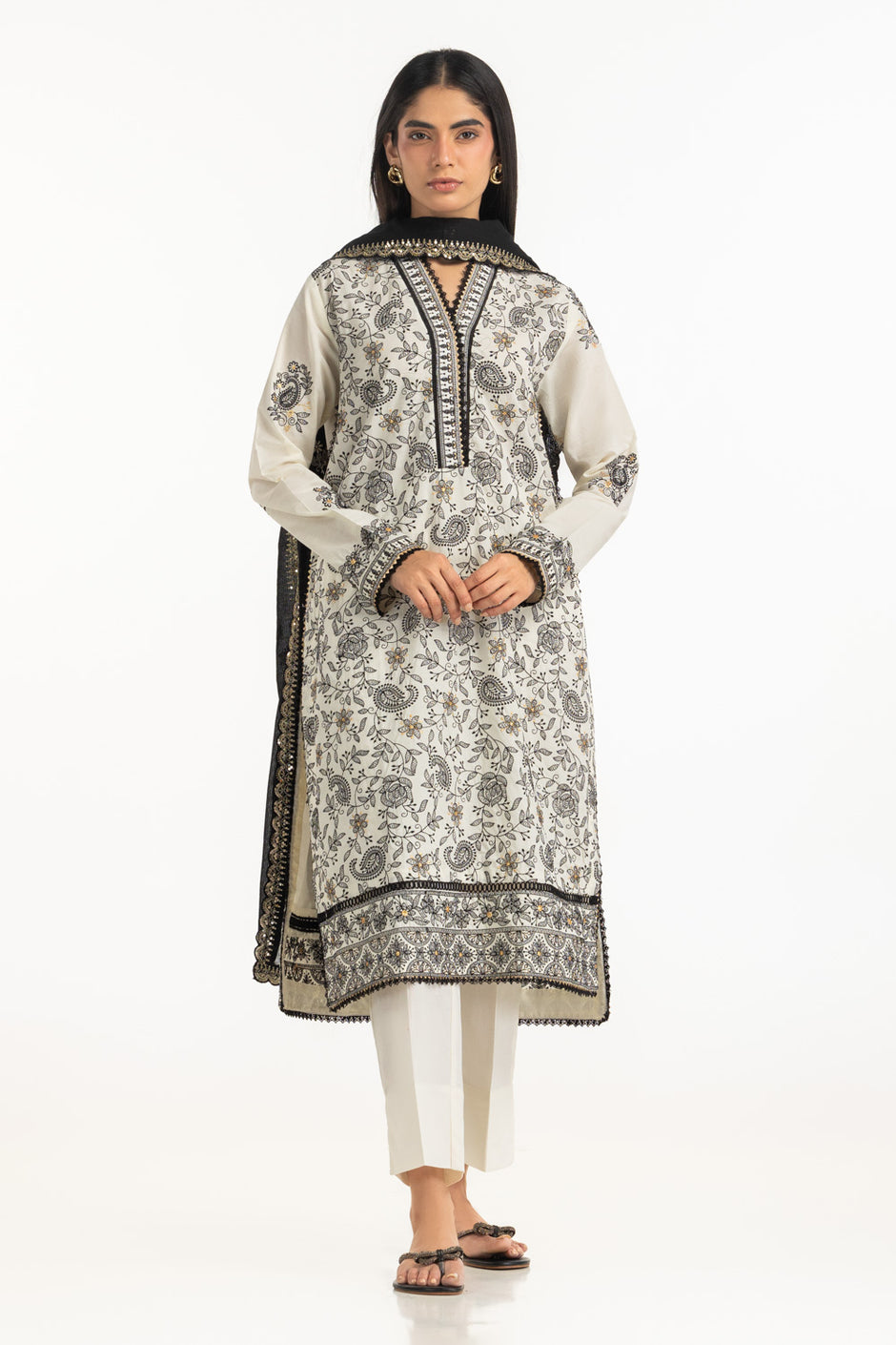3PC Cambric Embroidered Suit IPSTD-77583