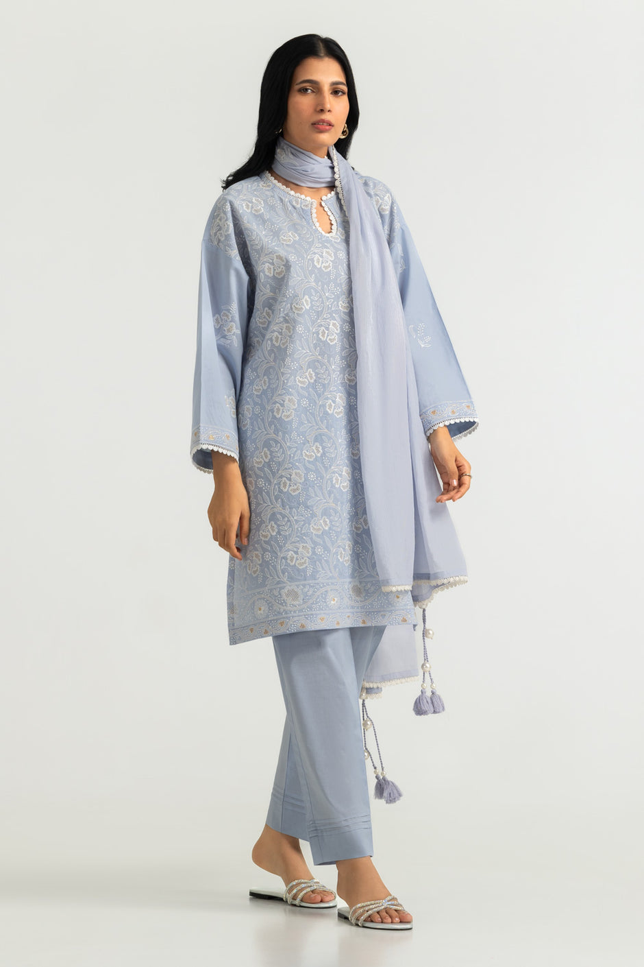 3PC Cambric Embroidered Suit