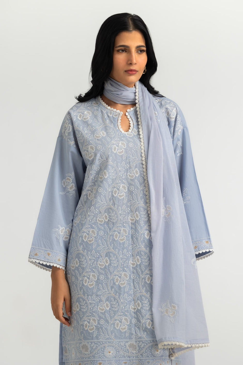 3PC Cambric Embroidered Suit