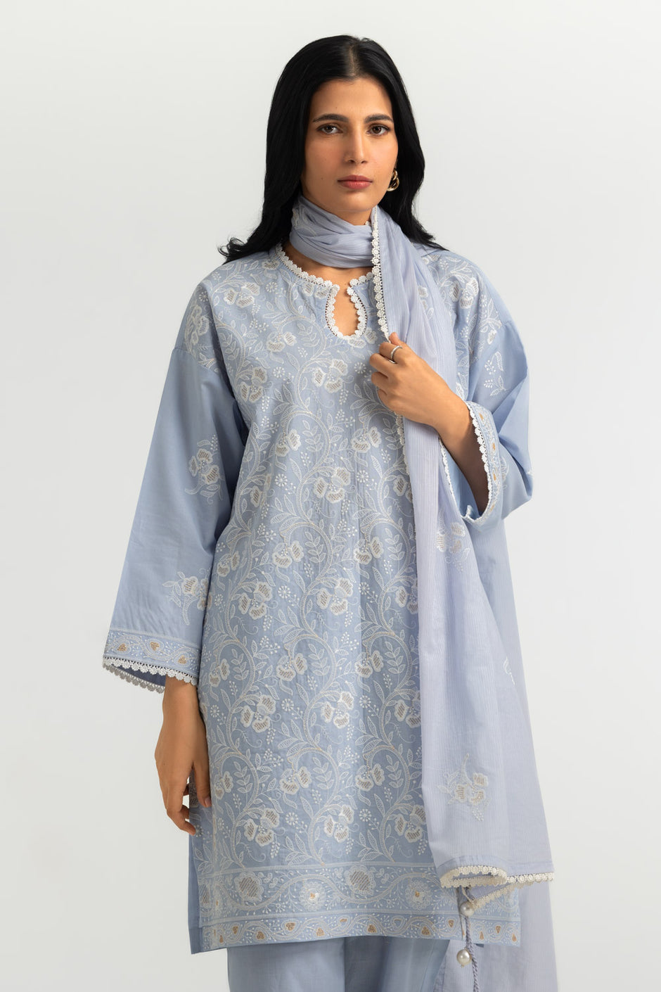 3PC Cambric Embroidered Suit