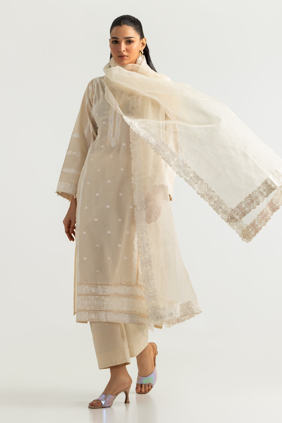 3PC Cambric Embroidered Suit