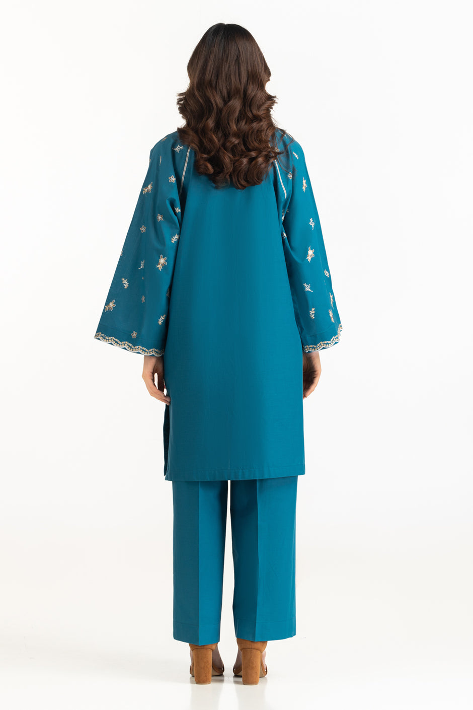 3PC Cambric Embroidered Suit With Scarf