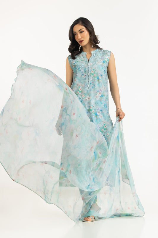 3PC Cambric Printed Suit With Embroidered IPSTD-77177