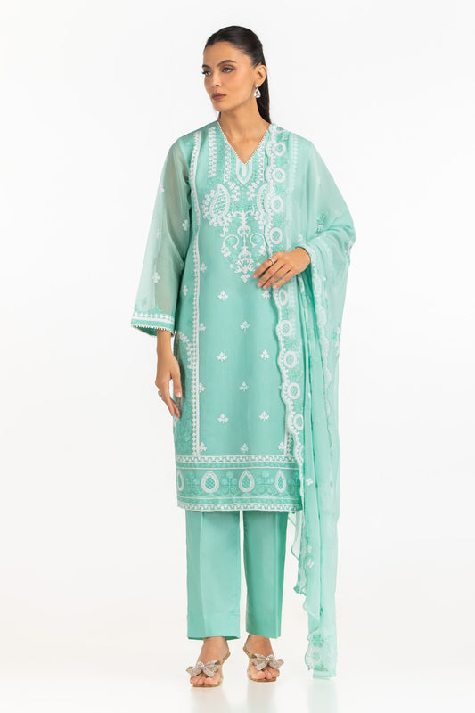 3PC Cotton Net Embroidered Suit IUSTKSD-2143