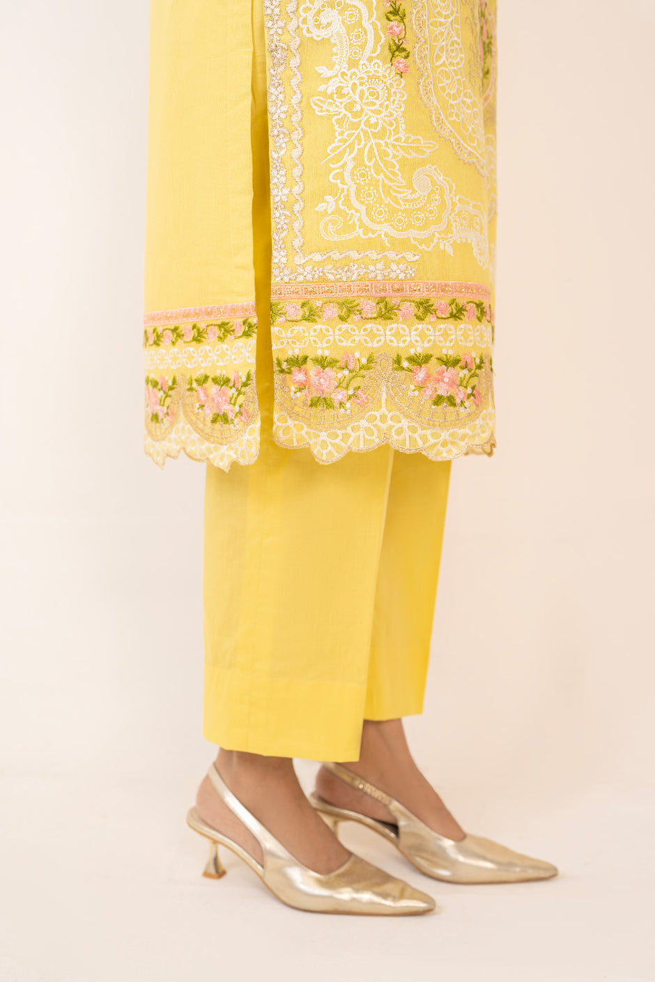 3PC Cotton Net Embroidered Suit