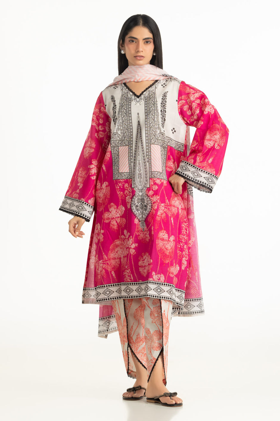 3PC Cross Hatch Printed Suit