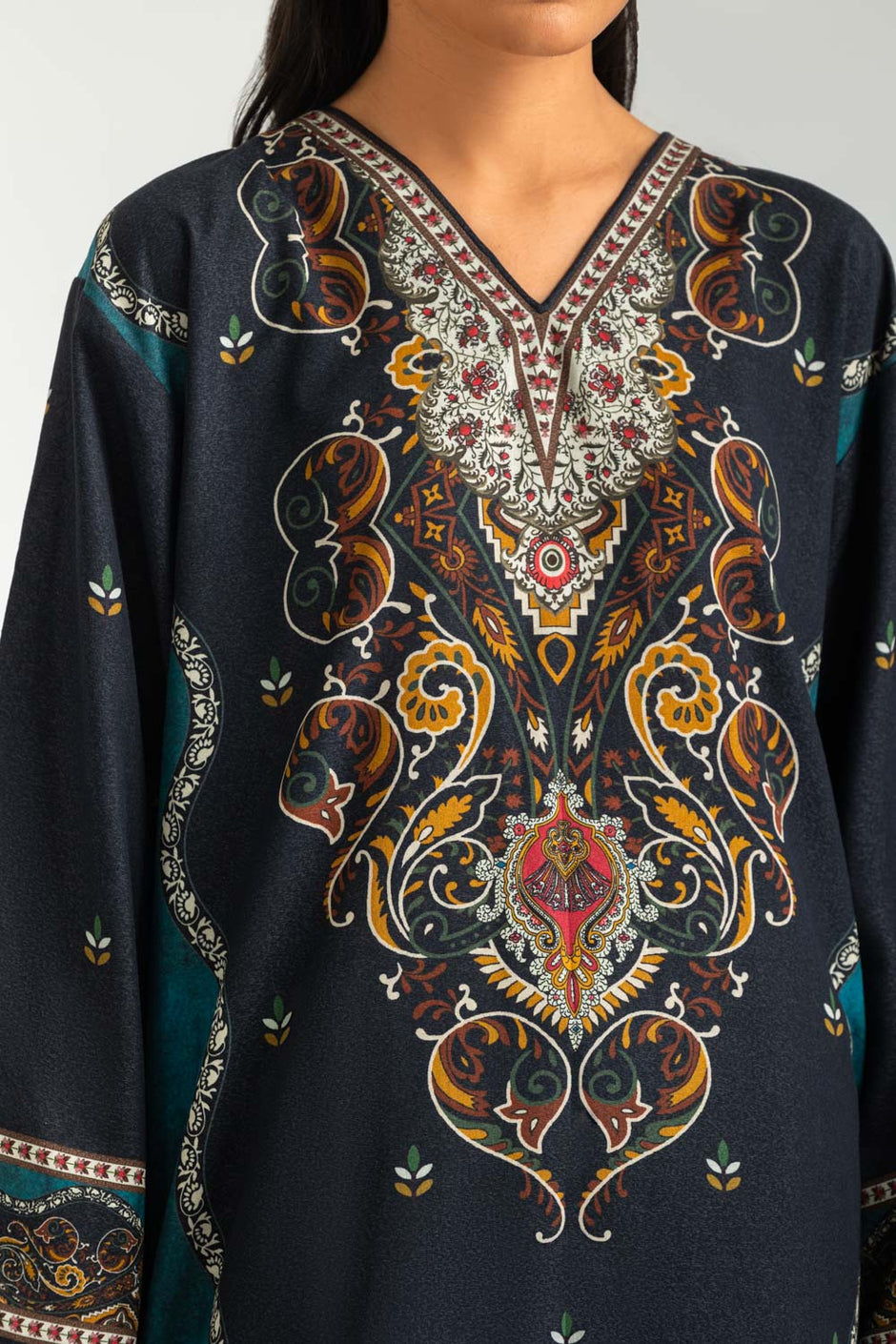 3PC Karandi Printed Suit With Embroidered