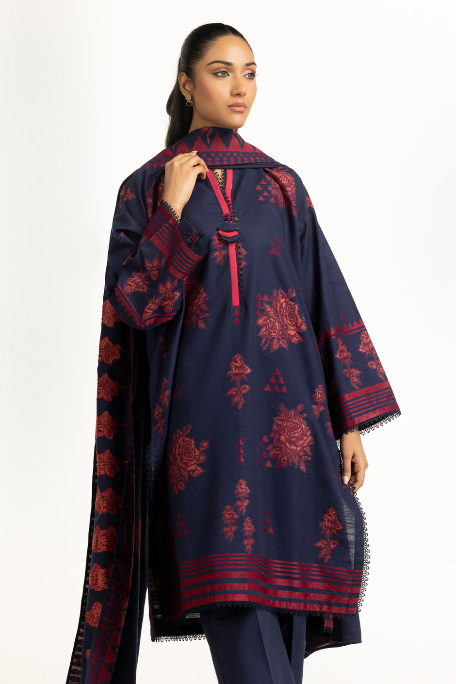 3PC Khaddar Jacquard Suit