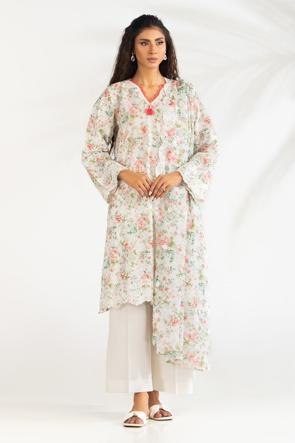 3PC Lawn Printed Suit With Embroidered