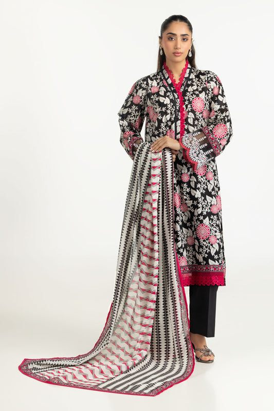 3PC Lawn Printed Suit With Embroidered IUSTKSD-2052