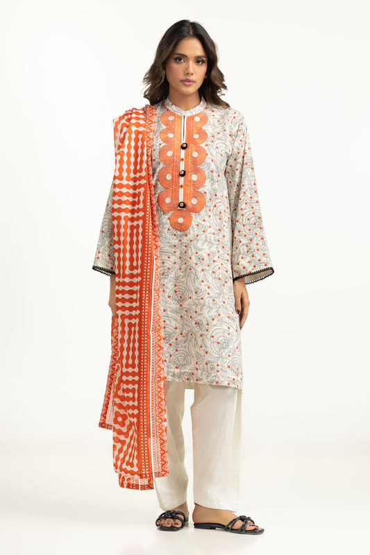 3PC Lawn Printed Suit With Embroidered IUSTKSD-2062