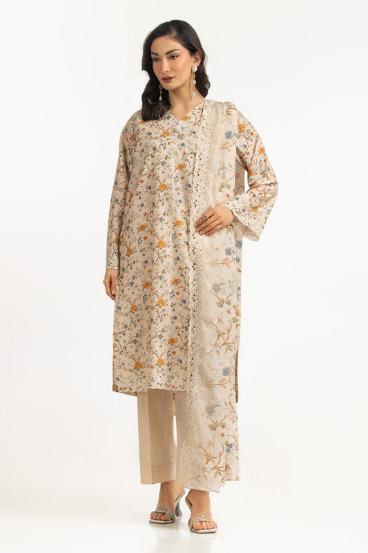 3PC Lawn Printed Suit With Embroidered IUSTKSD-2066