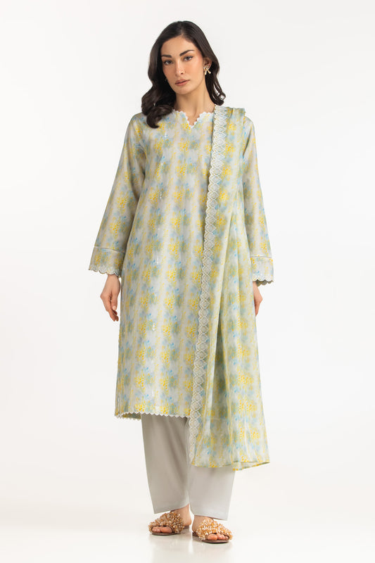 3PC Lawn Printed Suit With Embroidered IUSTKSD-2085