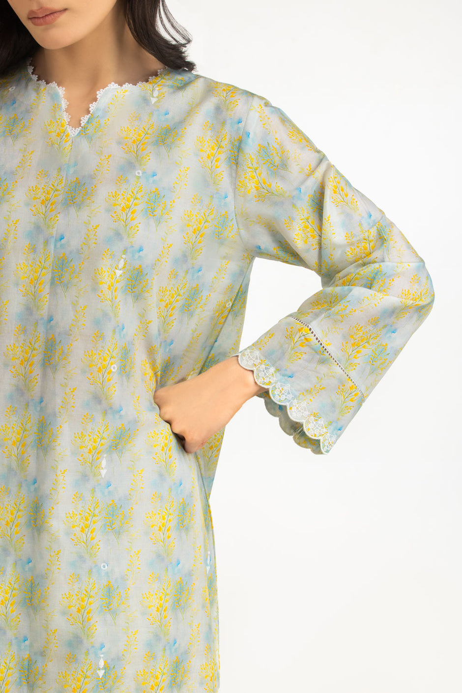 3PC Lawn Printed Suit With Embroidered