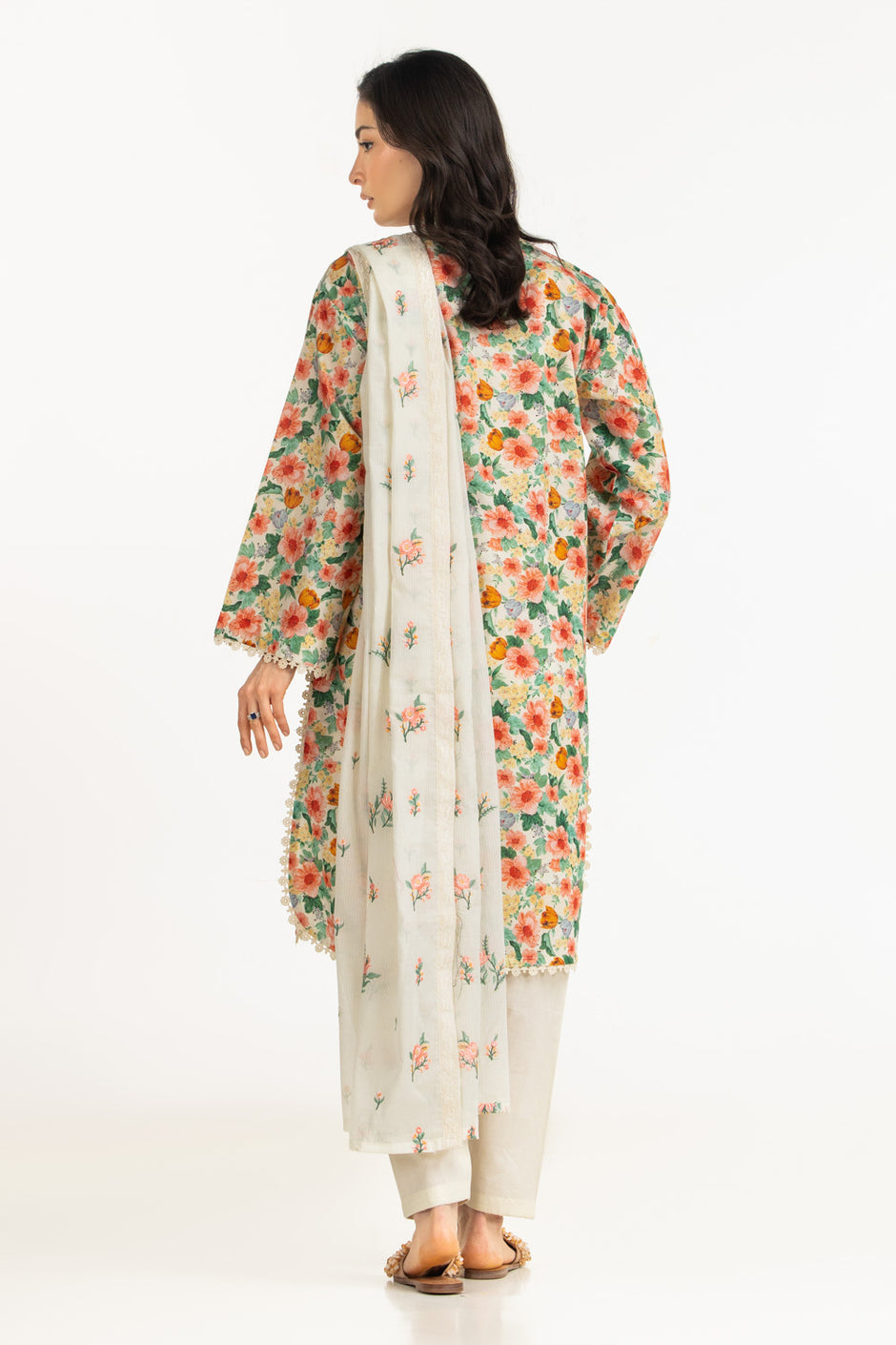 3PC Lawn Printed Suit With Embroidered