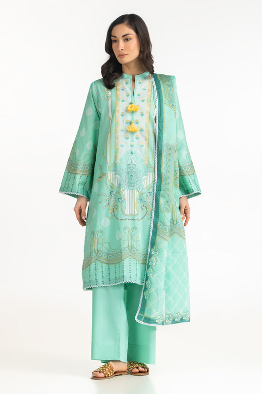 3PC Lawn Printed Suit With Embroidered IUSTKSD-2136