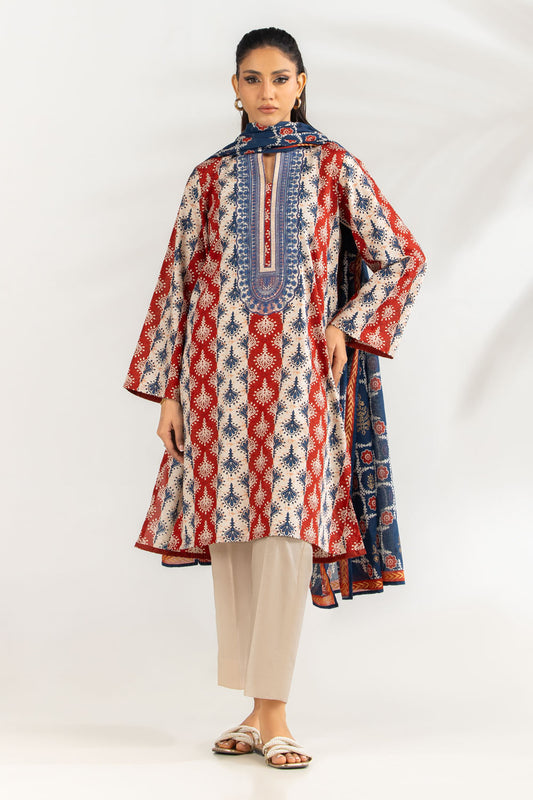 3PC Lawn Printed Suit With Embroidered IUSTKSD-2194