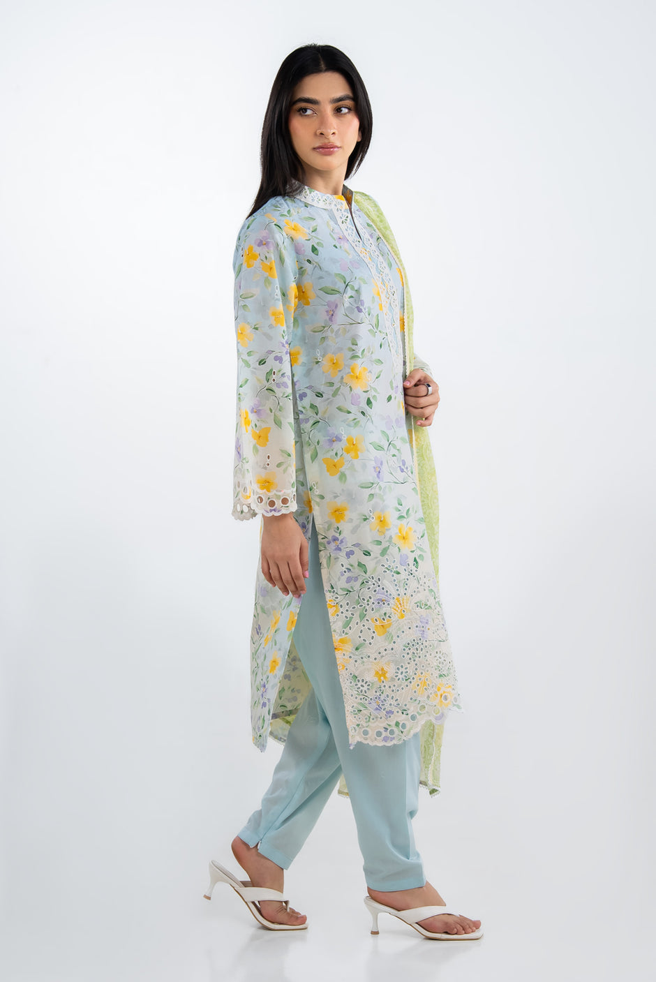 3PC Lawn Printed Suit With Embroidered