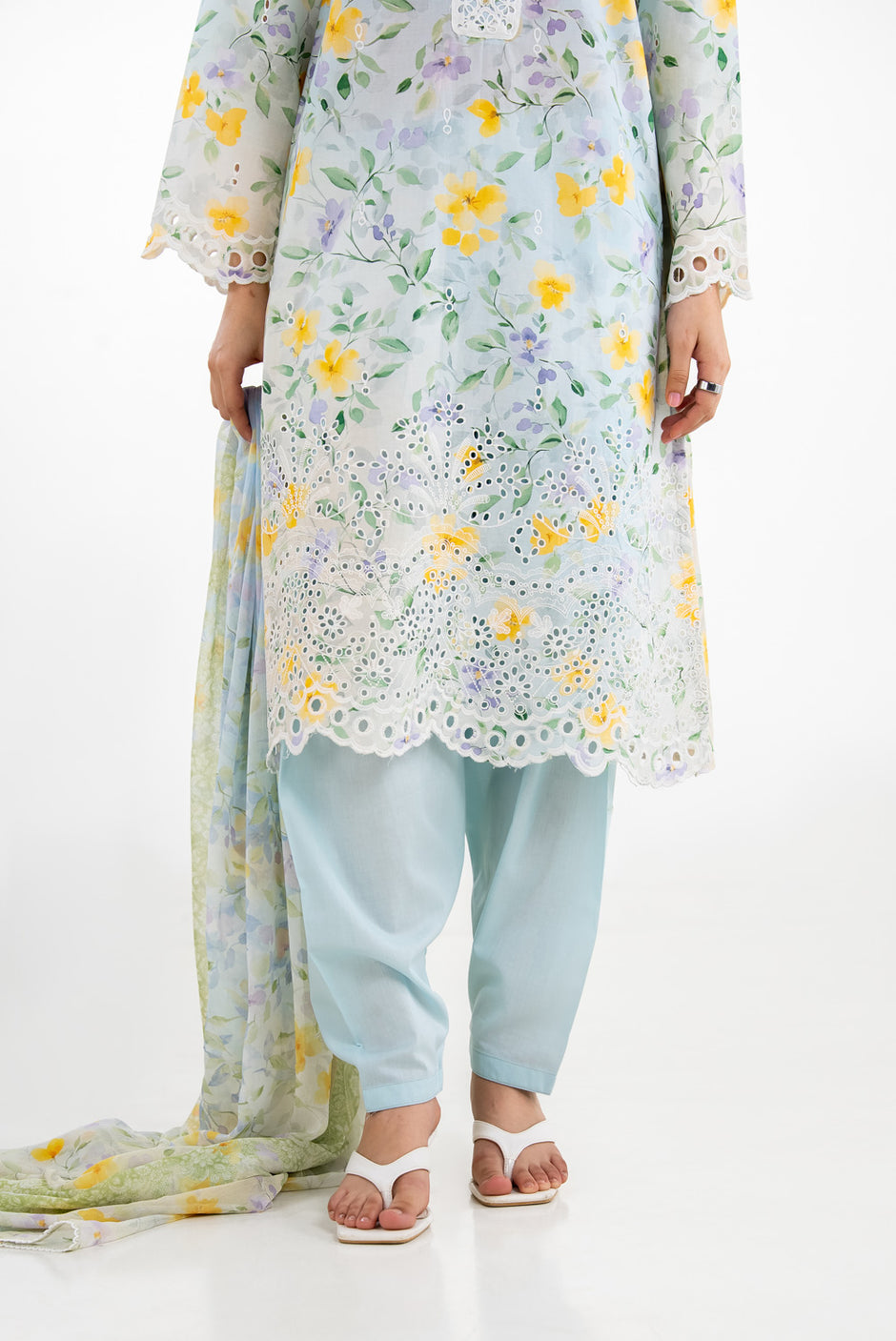 3PC Lawn Printed Suit With Embroidered