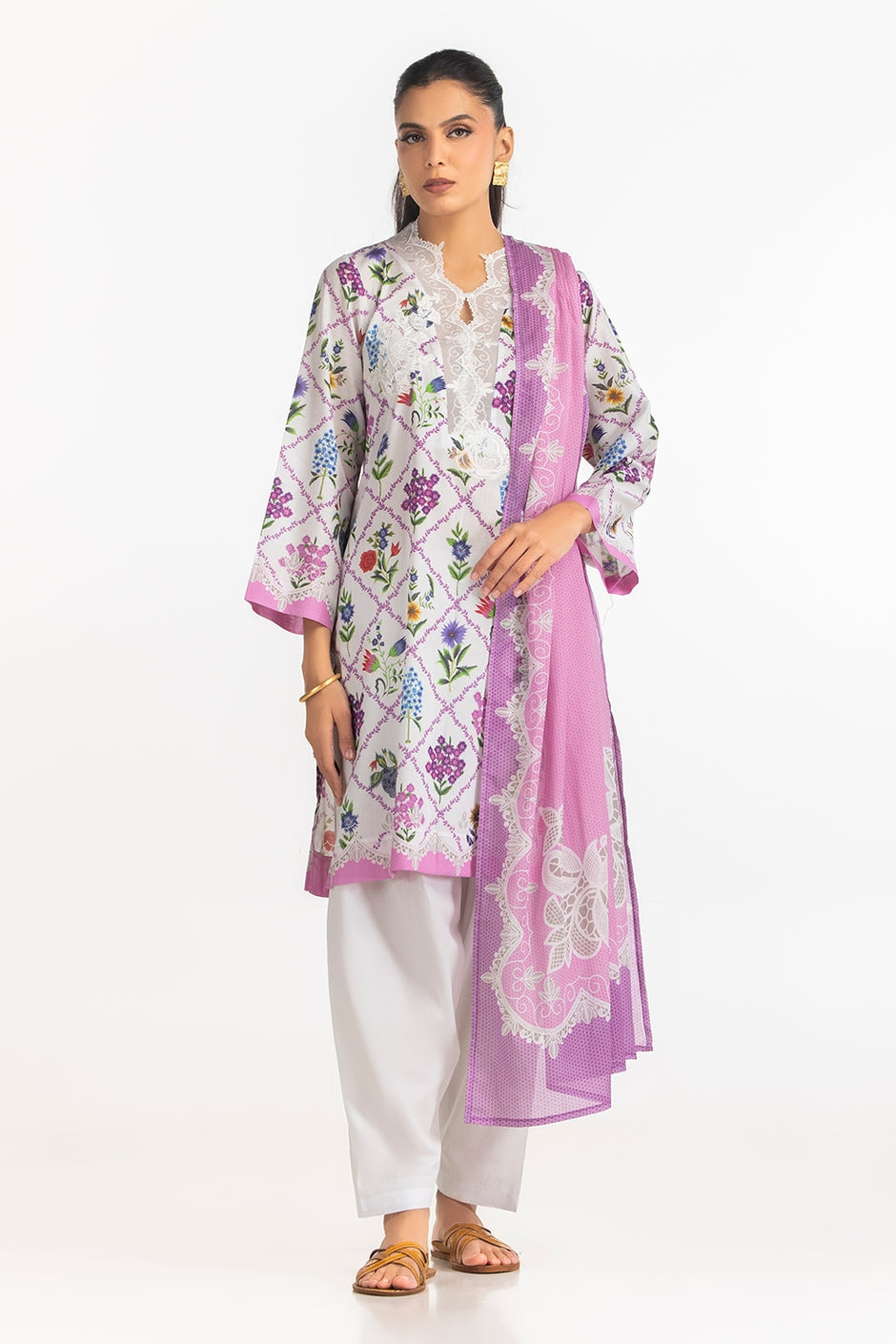 3PC Lawn Printed Suit With Embroidered IUSTKSD-2261