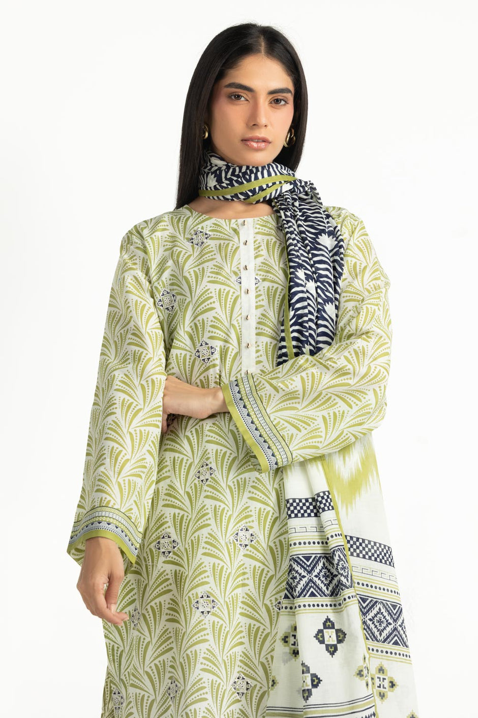 3PC Lawn Printed Suit With Embroidered