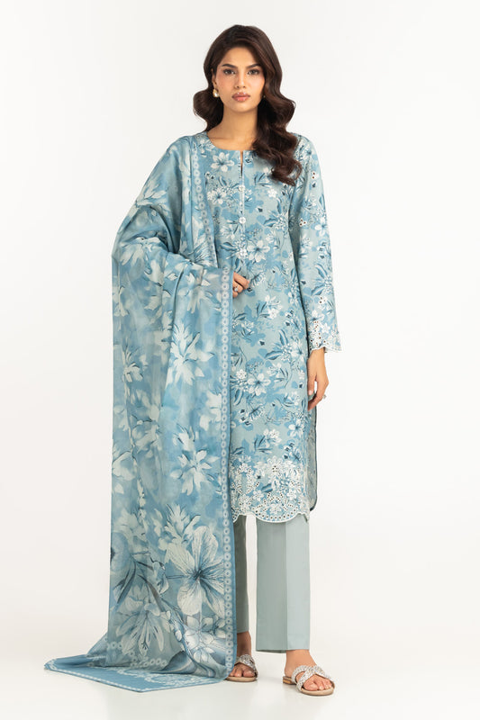 3PC Lawn Printed Suit With Embroidered IUSTKSD-2309
