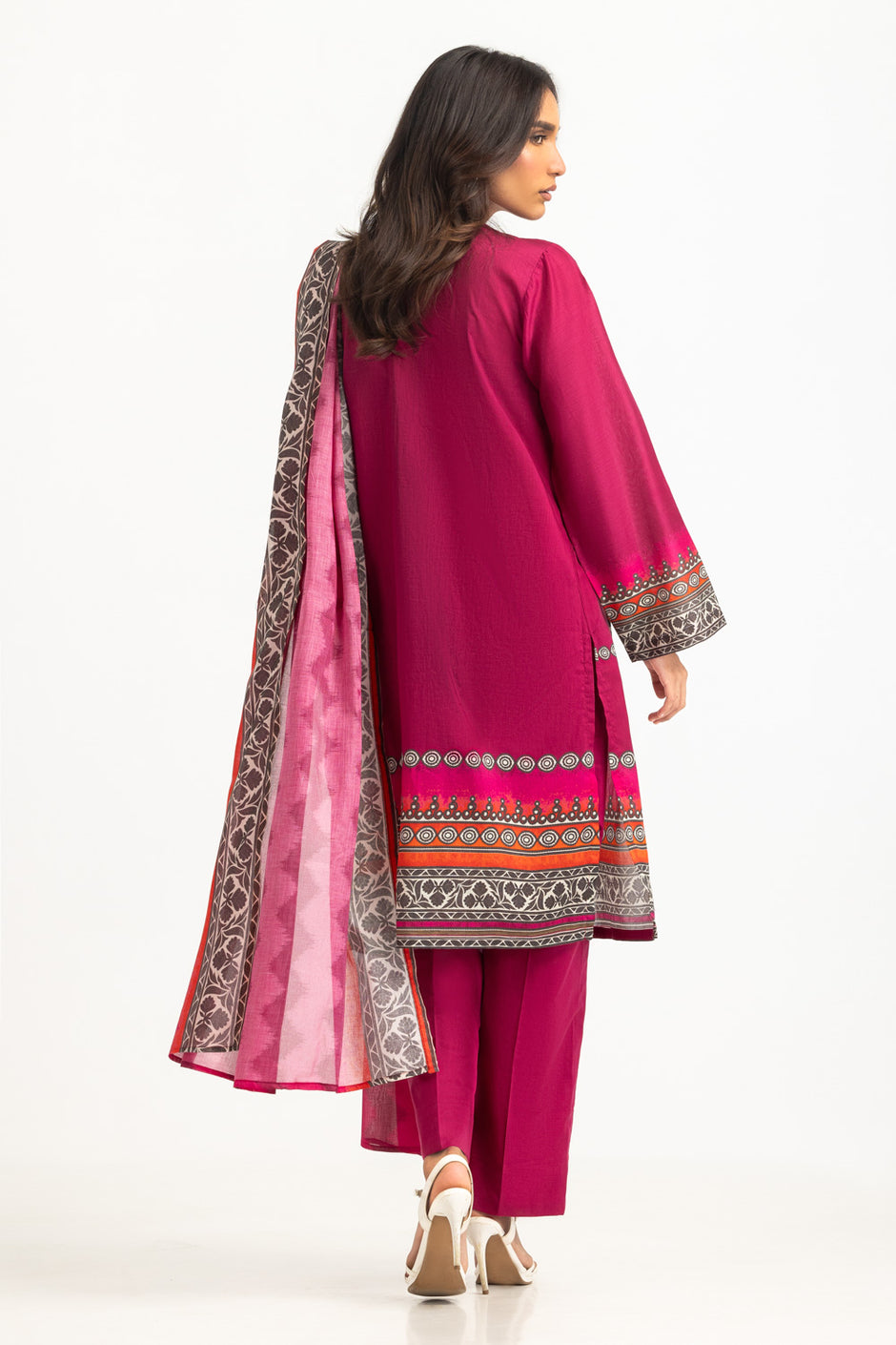 3PC Lawn Printed Suit With Embroidered