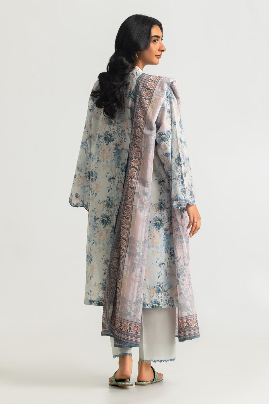 3PC Lawn Printed Suit With Embroidered