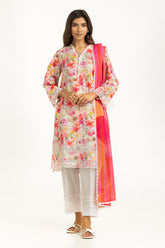 3PC Lawn Printed Suit With Schiffli Embroiderd IUSTKSD-1221