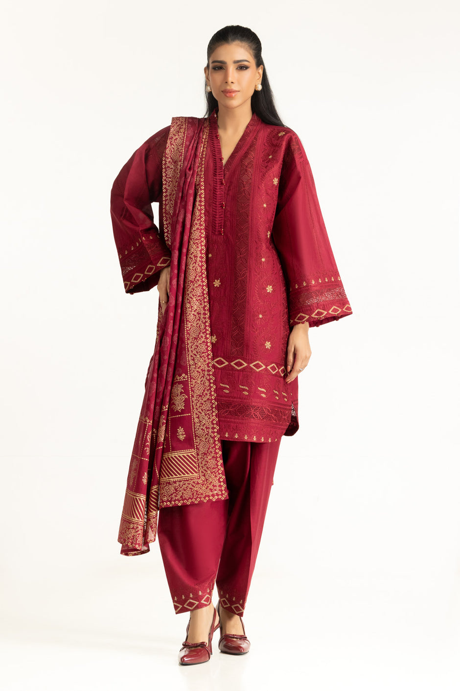 3PC Lawn Sequence Embroidered Suit