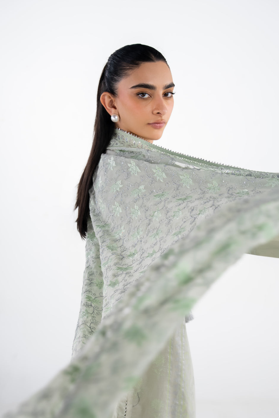 3PC Lawn Silver And Lacquer Printed Suit