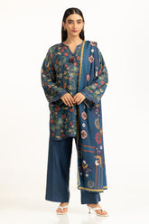 3PC Linen Printed Suit IUSTKSD-1231