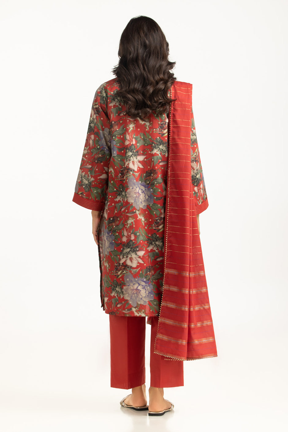 3PC Lurex Jacquard Printed Suit