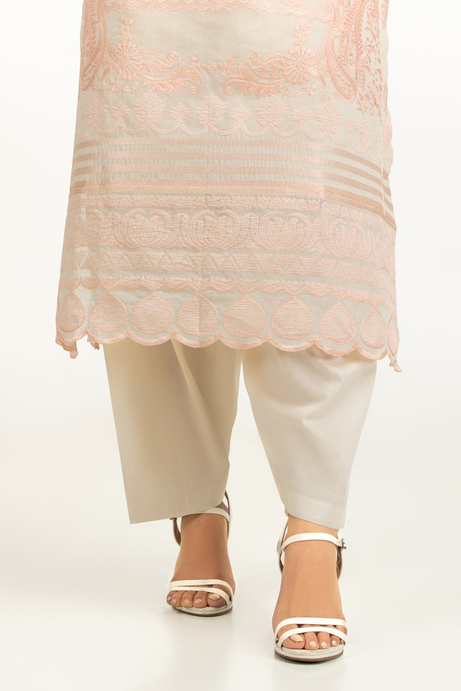 3PC Paper Cotton Embroidered Suit