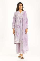 3PC Poly Cambric Printed Suit With Embroidered IPSTD-44751
