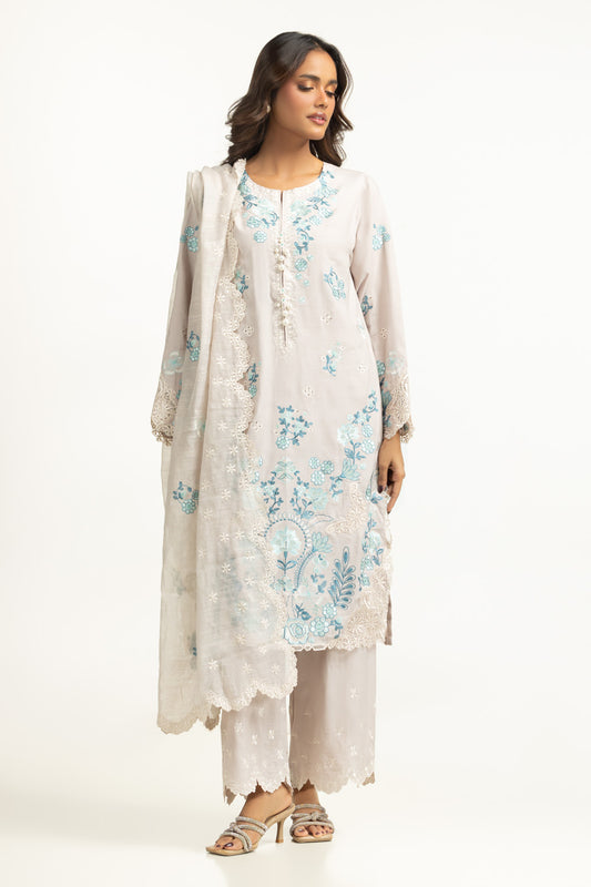 3PC Viscose Rawsilk Embroidered Suit IPSTD-44859