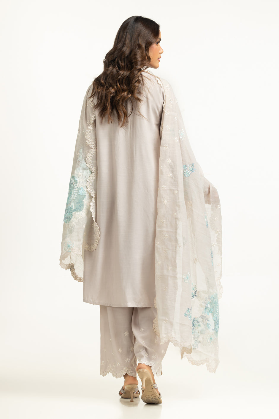 3PC Viscose Rawsilk Embroidered Suit