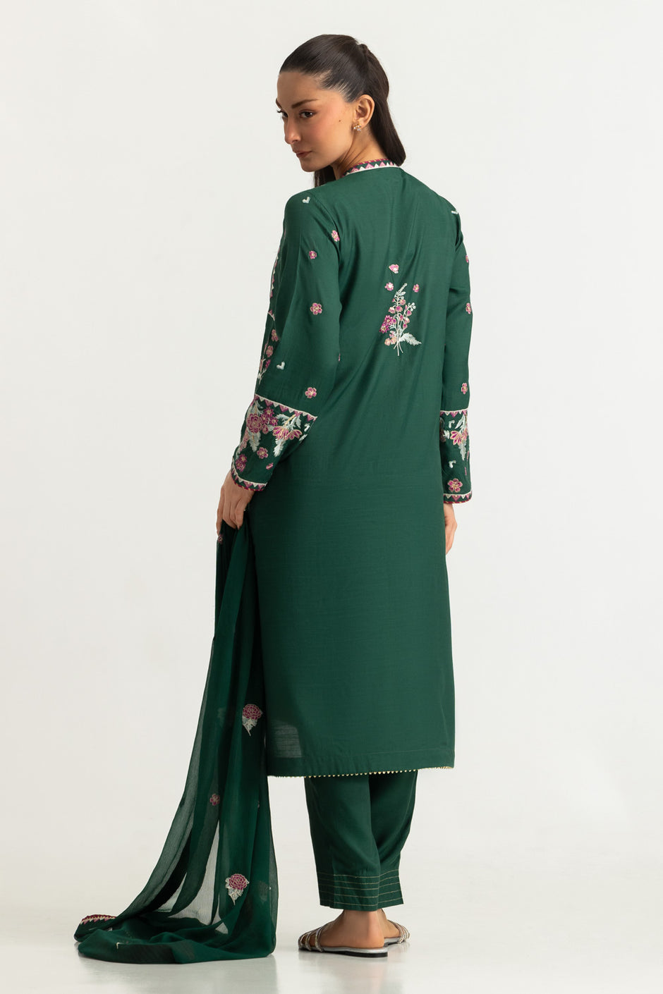 3PC Viscose Rawsilk Embroidered Suit