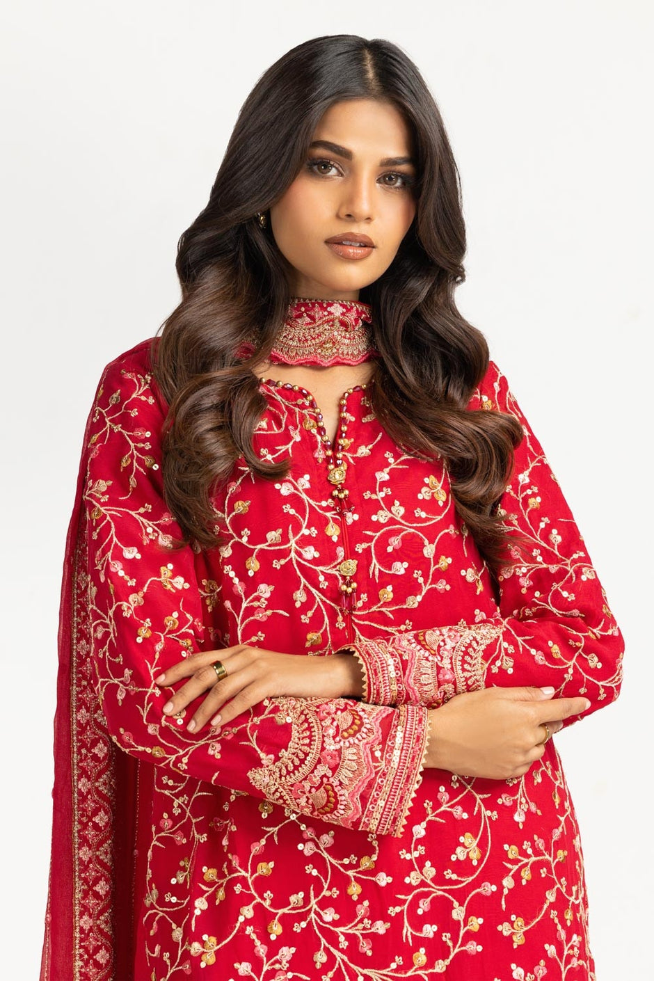 3PC Chiffon Embroidered Suit
