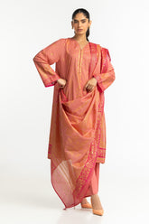 3PC Lawn Gold Printed Suit IUSTKSD-457