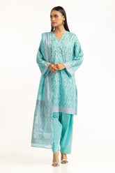 3Pc Lawn Lacquer Printed Suit IUSTKSD-1021