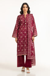 3PC Lawn Lacquer Printed Suit IUSTKSD-612